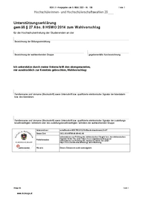  Anlage 5b: Unterstützungserklärung Einzeln HV (gemäß § 27 Abs 8 HSWO)